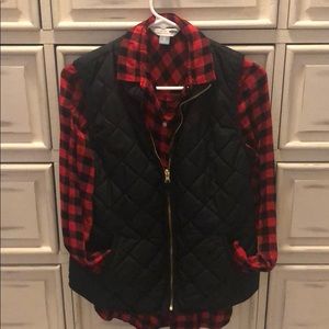 Buffalo plaid shirt and vest combo